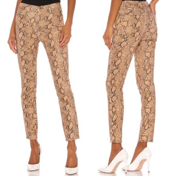 FRAME le high skinny crop snake print  high rise skinny jean beige 24 - Picture 1 of 13